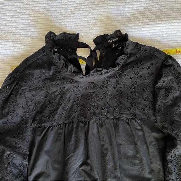 Madewell Pieced Eyelet Mockneck Ruffle Blouse Size M - Picture 10 of 11